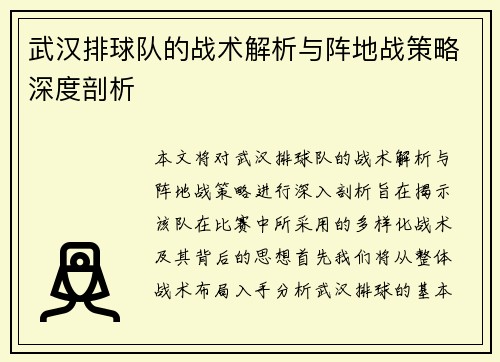 武汉排球队的战术解析与阵地战策略深度剖析